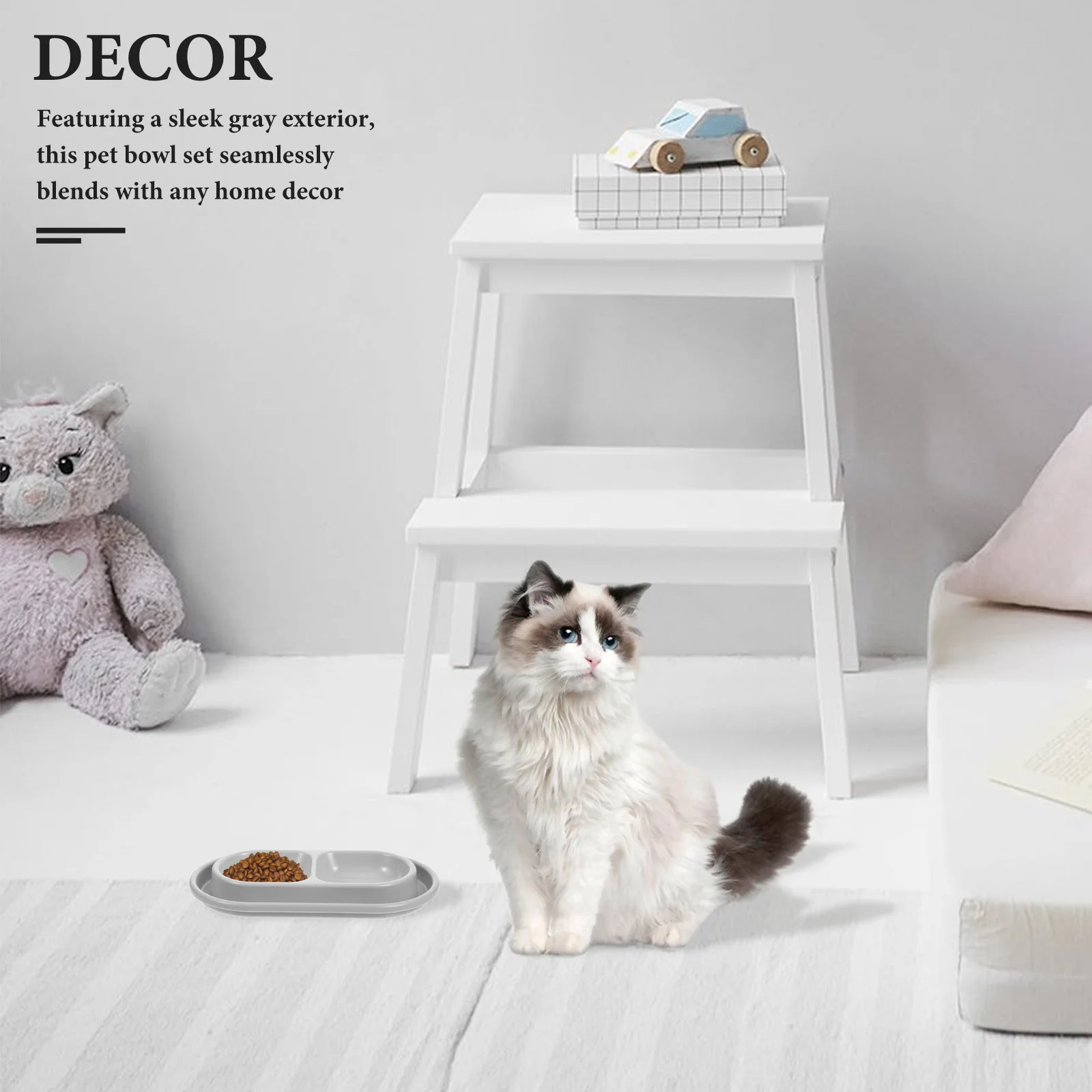 

Stylish Gray Dual Pet Bowl Set Anti Ant Design for Cats and Small Medium Dogs Cat Bowl Cat Bowls Kitten Feeder