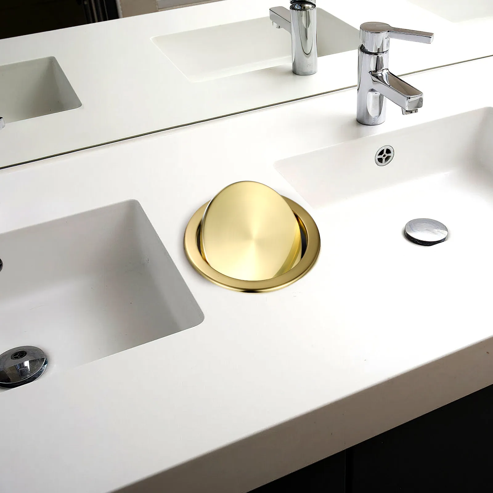 

Stainless Steel Embedded Type Trash Bin Lid Recessed Swing Flap Cover Rust Resistant Countertop Garbage Can Replacement Lid