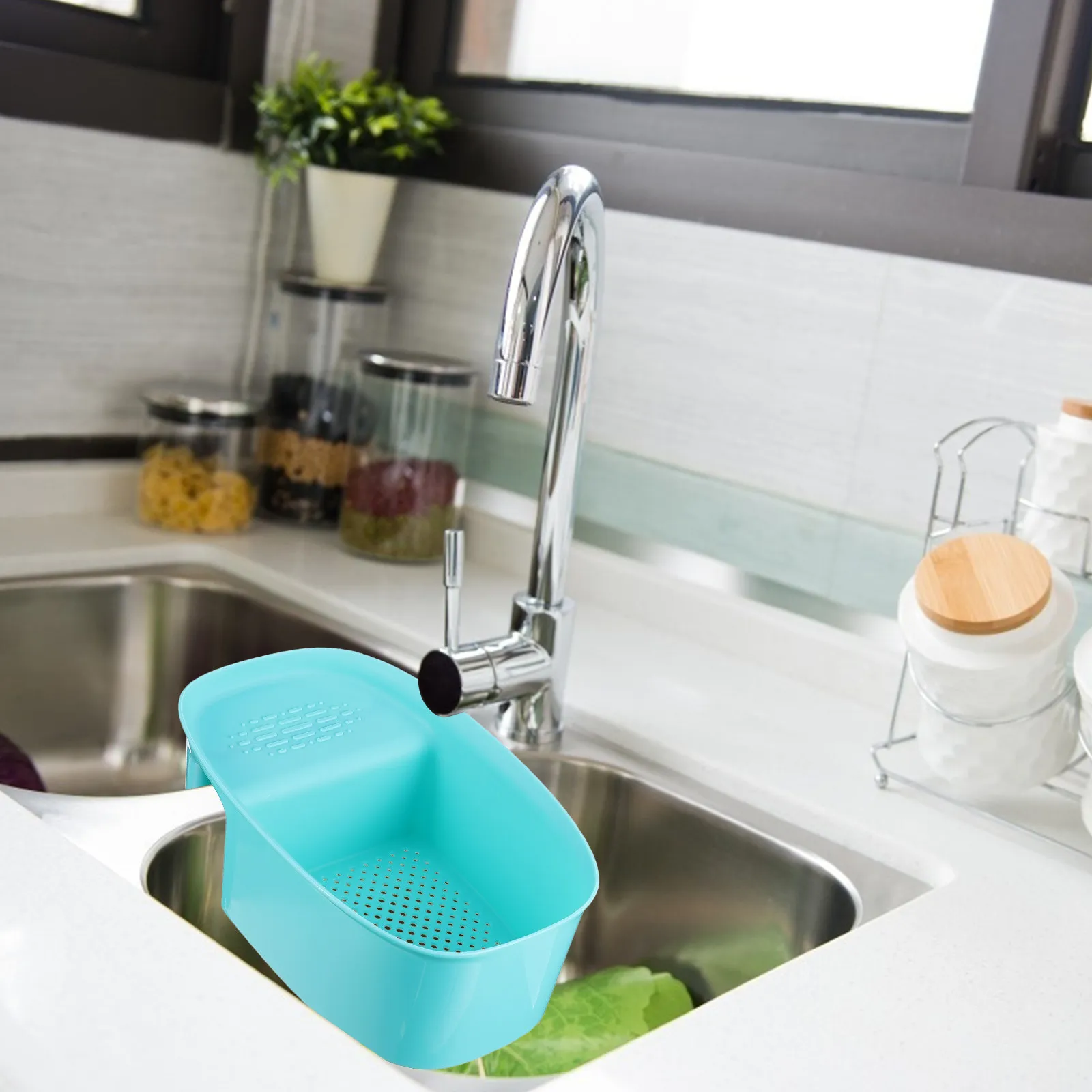 

Modern Compact Sink Drainer Rack for Kitchen Sink Storage Strong Load Bearing Ventilated Sponge Holder Drain Basket for Narrow