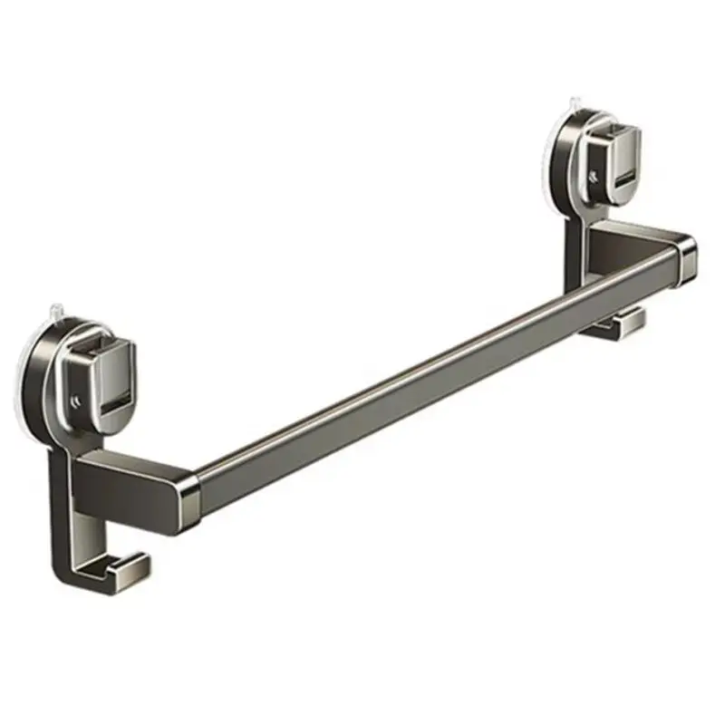 

-November Bathroom Double-Pole Towel Rack Suction Cup Towel Rack Bathroom Punch-Free Gray Wall-Mounted Storage Rack