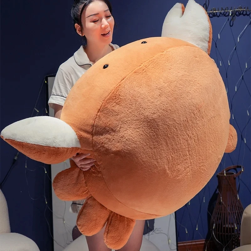 Hot Creative Plush Toy Simulation Orange Big Crab Doll Hat Soft Filling Sleeping Pillow Funny Activity Gift for Boys and Girls