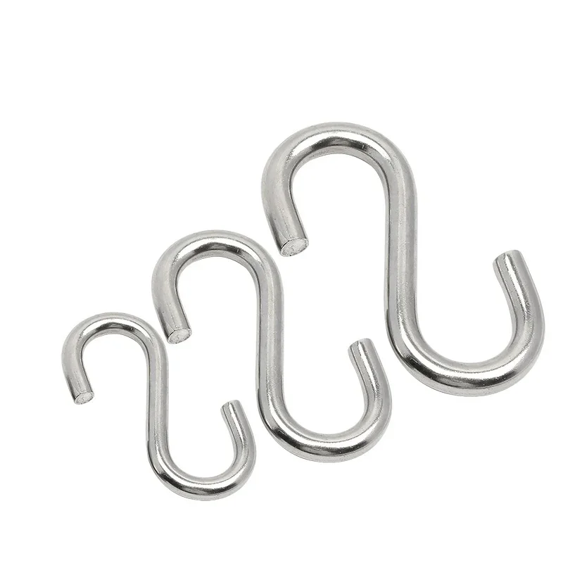 304 الفولاذ المقاوم للصدأ S-شكل هوك M2 M3 M4 M5 M6 M8 M10 ل تخزين الرف شماعات حامل المنظم المنزل المطبخ الحمام المنزلي