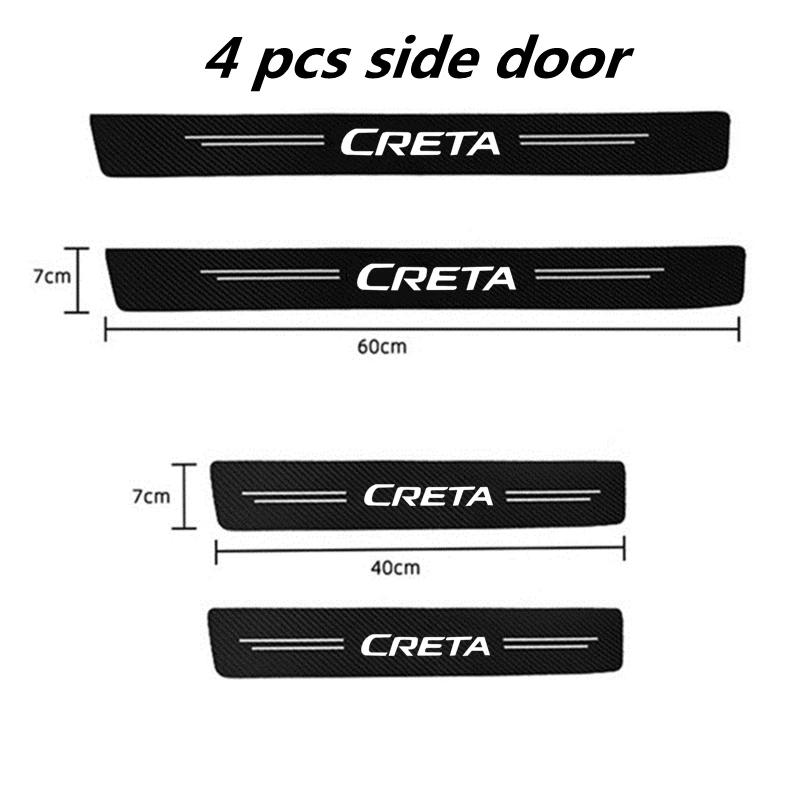 Cinta de fibra de carbono para umbral de puerta de coche, pegatina antipatadas, para Hyundai creta ix25 2020 2019 2011