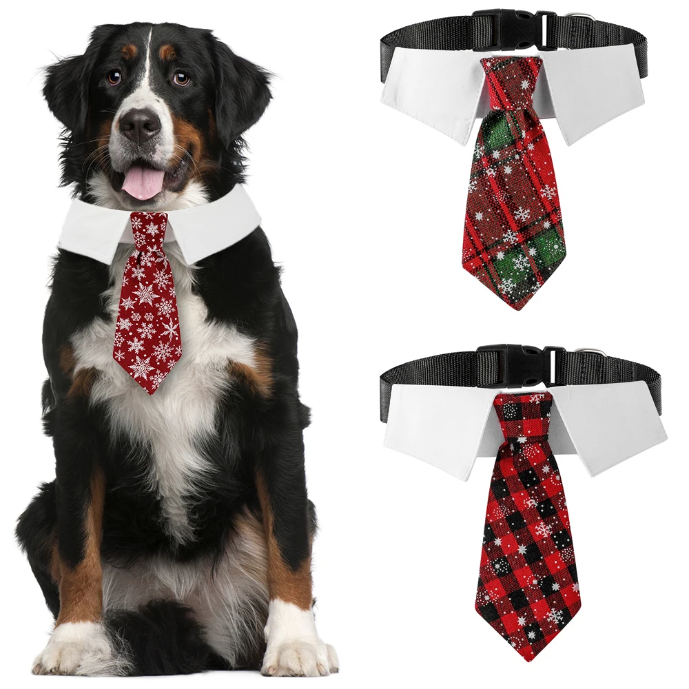 Christmas Dog Neck Ties with Adjustable Collar over the Collar for Small Medium Large Dogs Outfit Costume Accessories Pet Ties