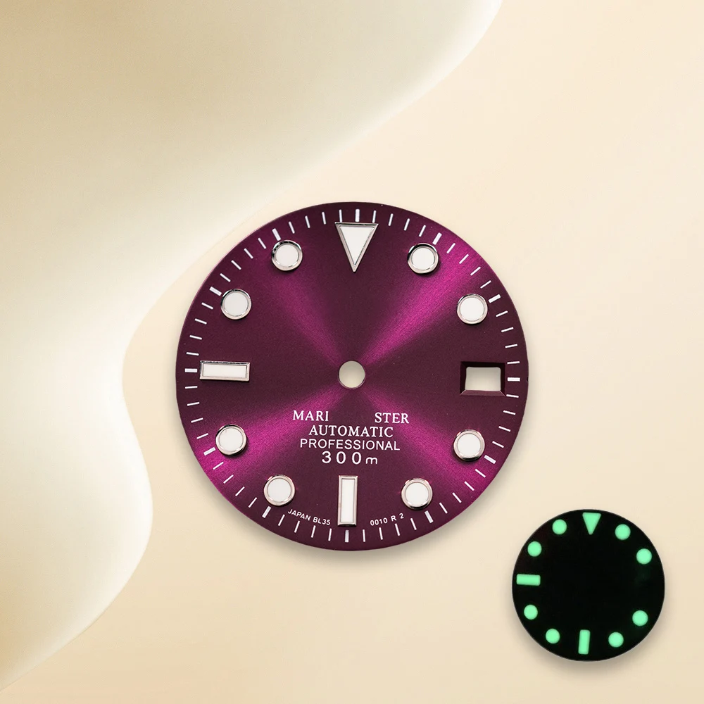 Cadran S NH35 28.5mm, SUB/SKX007 Mod, cadran rayon de soleil pour mouvement NH35/NH36 C3, accessoires de Modification de montre lumineuse verte