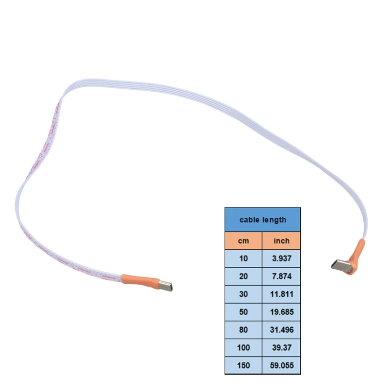 10-150CM Type C to USB-C 90° Angled adapter cable Power bank flexible cable PD cable charging Data cable USB C bend flat cable
