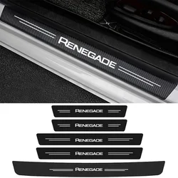 Carbon Fiber Car Door Sill Protector Plate for Jeep Renegade Badge Rear Trunk Bumper Threshold Sticker Decals Accessories