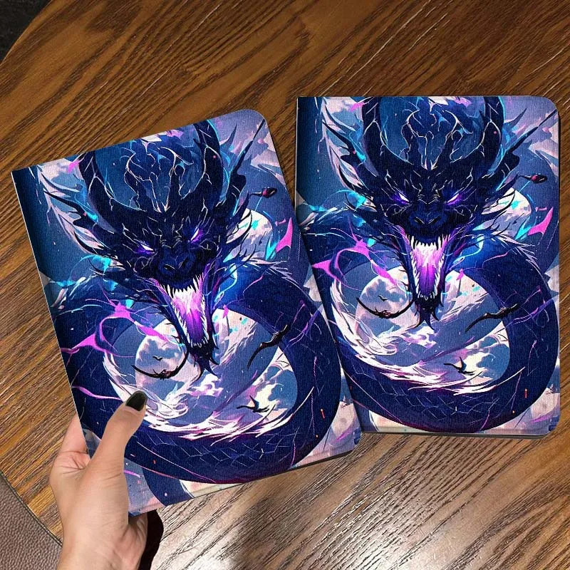Cartoon Purple Dragon Giant For iPad Pro Mini Air 1 2 3 4 5 6 7 10 11 th 8 9 gen 11 M4 M5 Foldable Tablet Case Cover