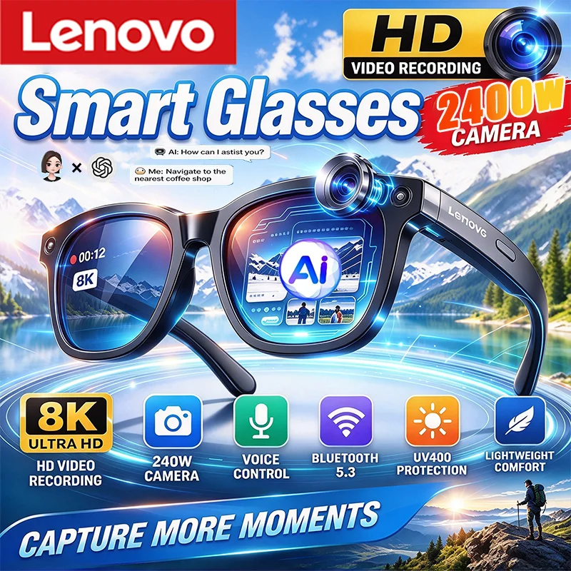 Smart Audio Glasses Bluetooth Polarized - Lenovo AI Smart Audio-bril UV400 gepolariseerde