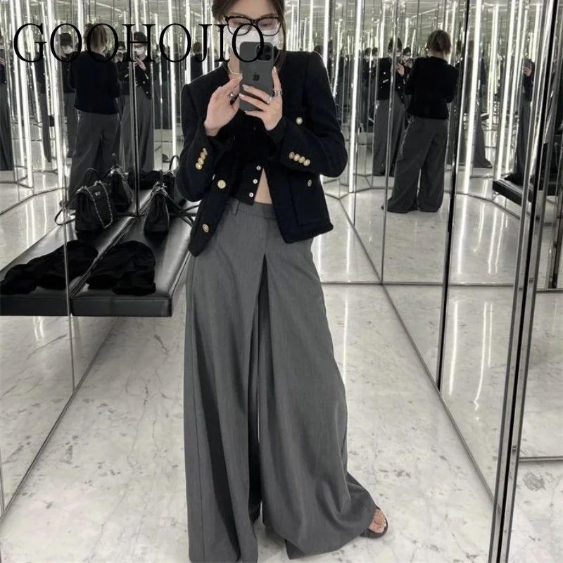 

New Trouser for Women High Waist Causal Loose Thin Wide Leg Pants Female Floor Length Korean Fashion Elegant Tide Suit Pants