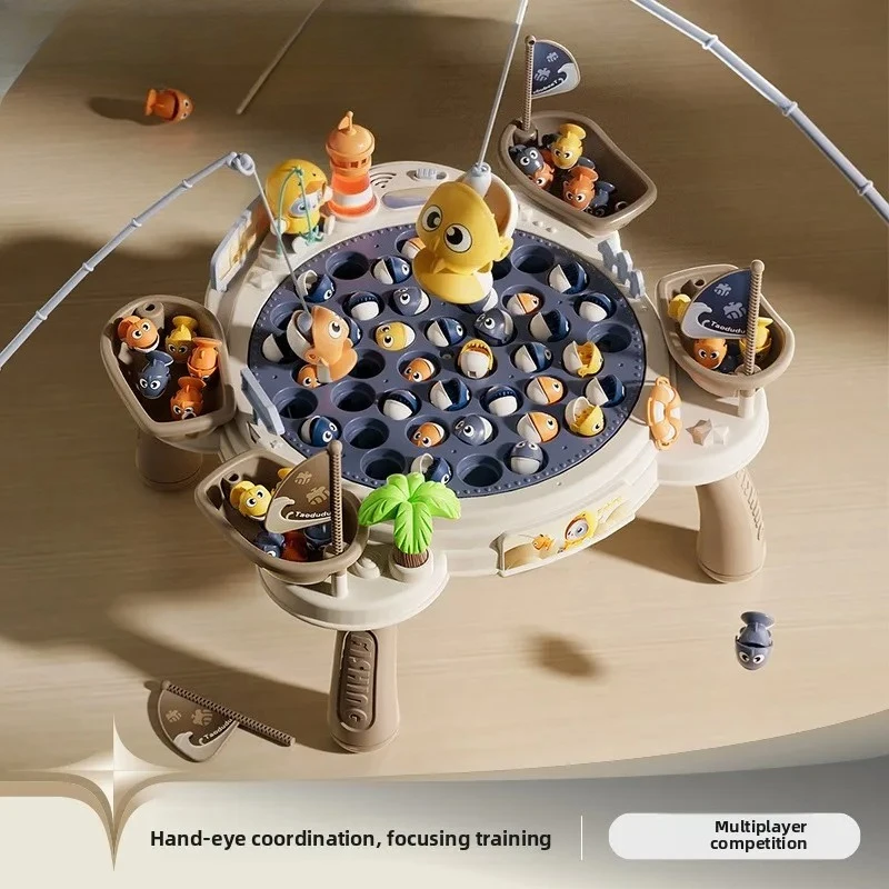 Gioco di pesca magnetico per bambini Giocattoli di pesca elettrici per bambini Ha musica Gioco di filatura Canna da pesce Educazione Giocattolo per regali di 3 anni per bambini