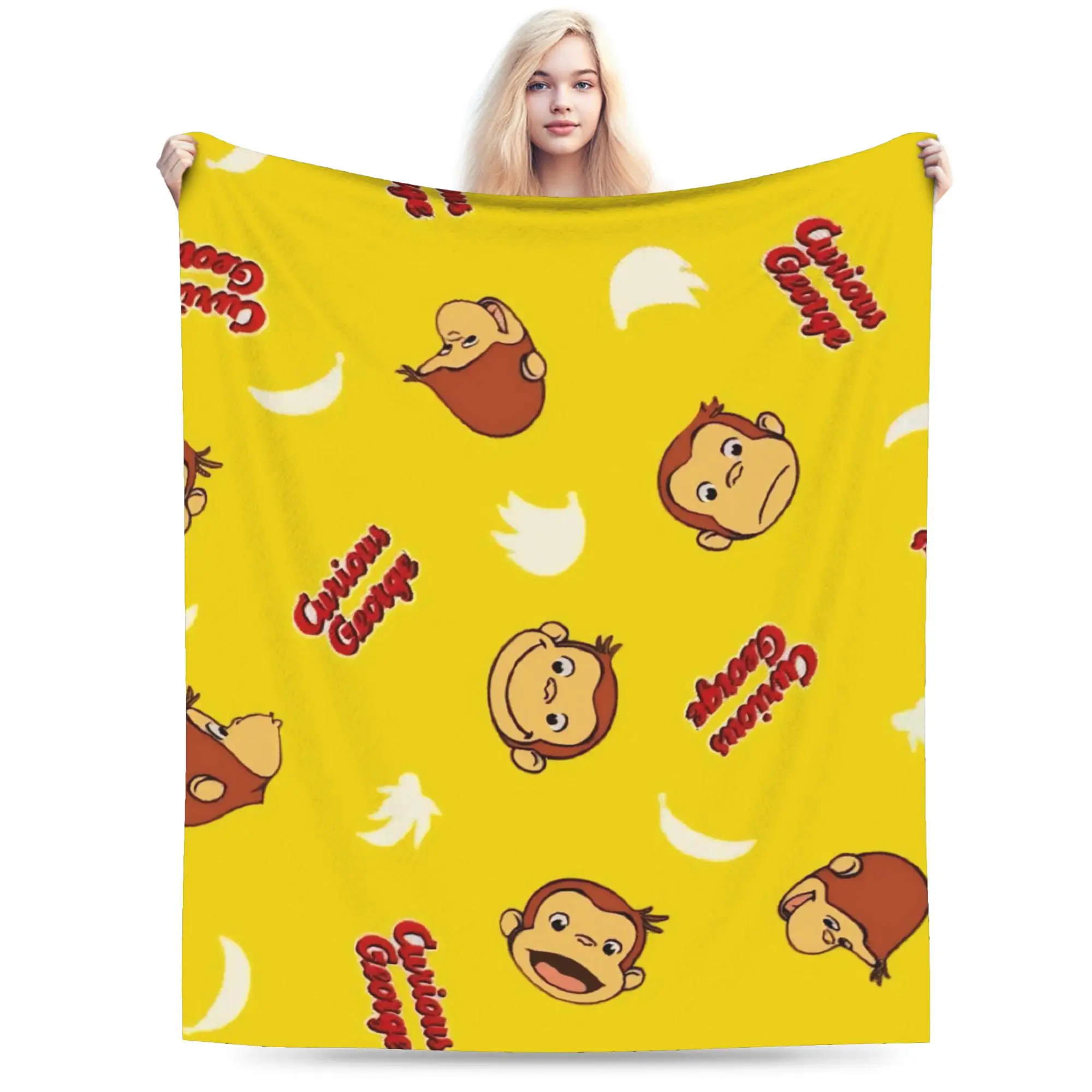Curious George African Monkey Throw Blanket for Couch  Soft Fuzzy Plush Blanket 50x60 Inches Multiple Sizes Bedspread