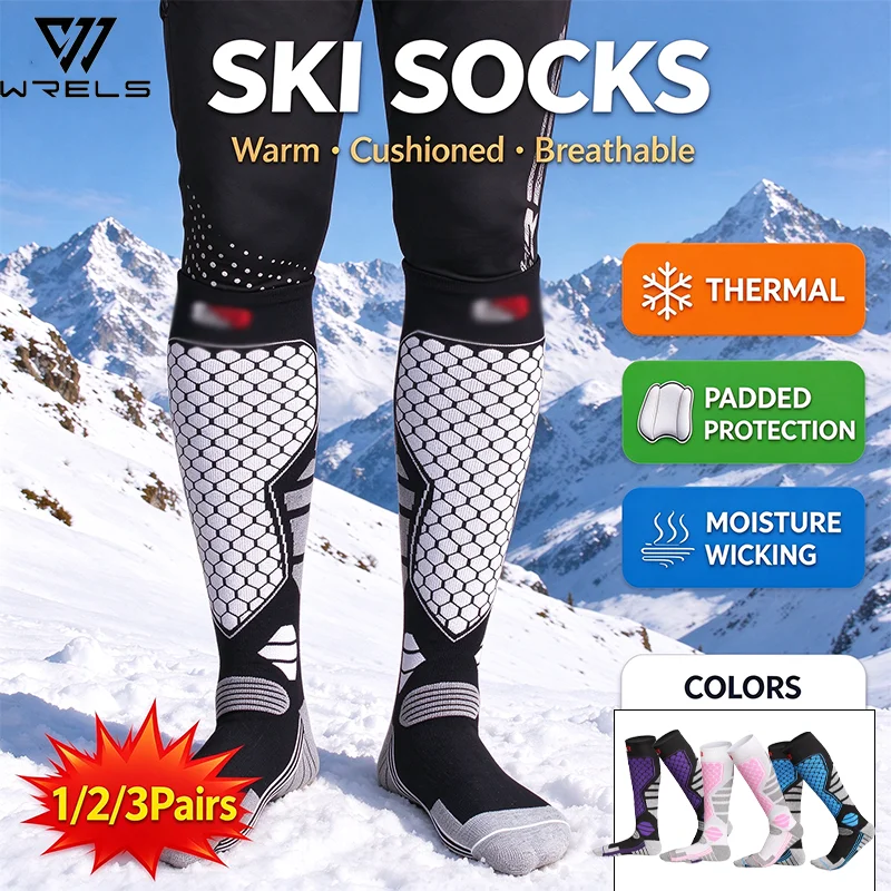 Snowboarding Warm Long Socks Winter Thickened Thermal Compression Thick Knee High Socks Elastic Moisture-wicking Skiing Socks