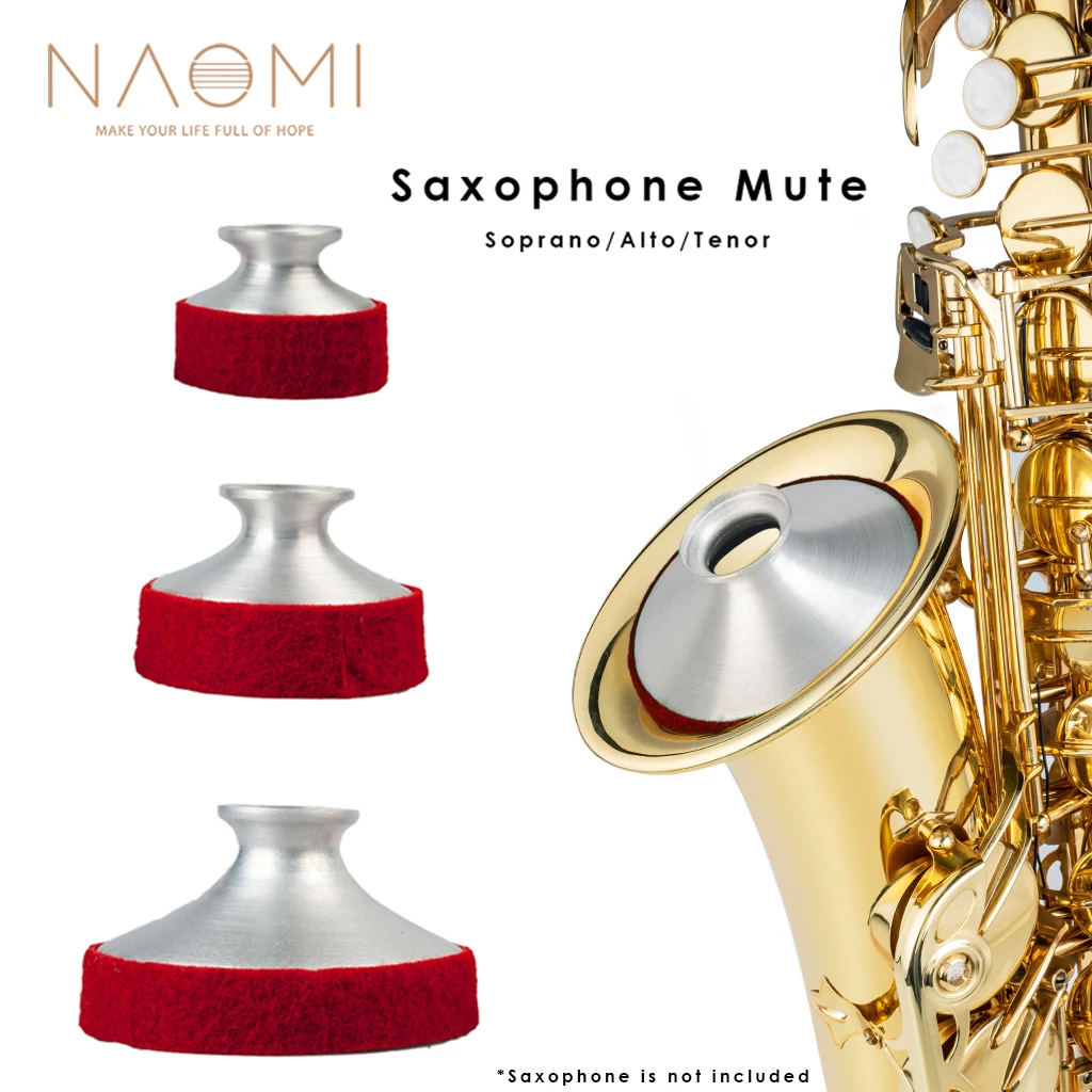 NAOMI Premium Silencer Soprano Tenor Alto Saxophone Mute Light-weight Aluminum Mute Silencer Metal Dampener Practice Tools