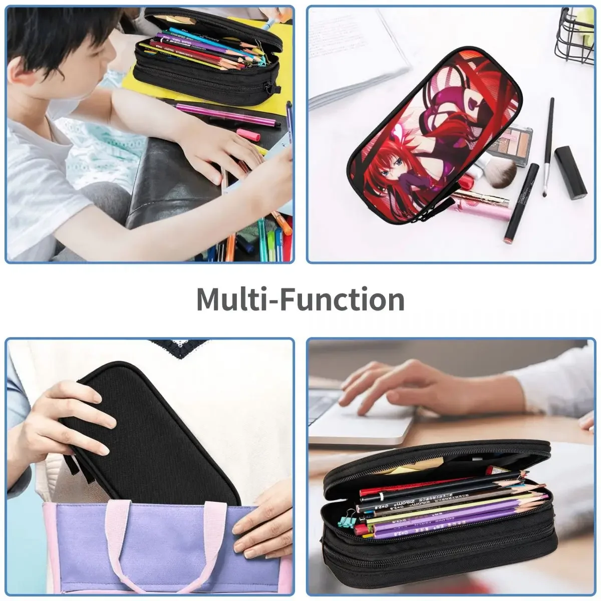 Anime High School DxD Big Capacity Pencil Pen Case Office College School Large Storage Bag Pouch Holder Box Organizer