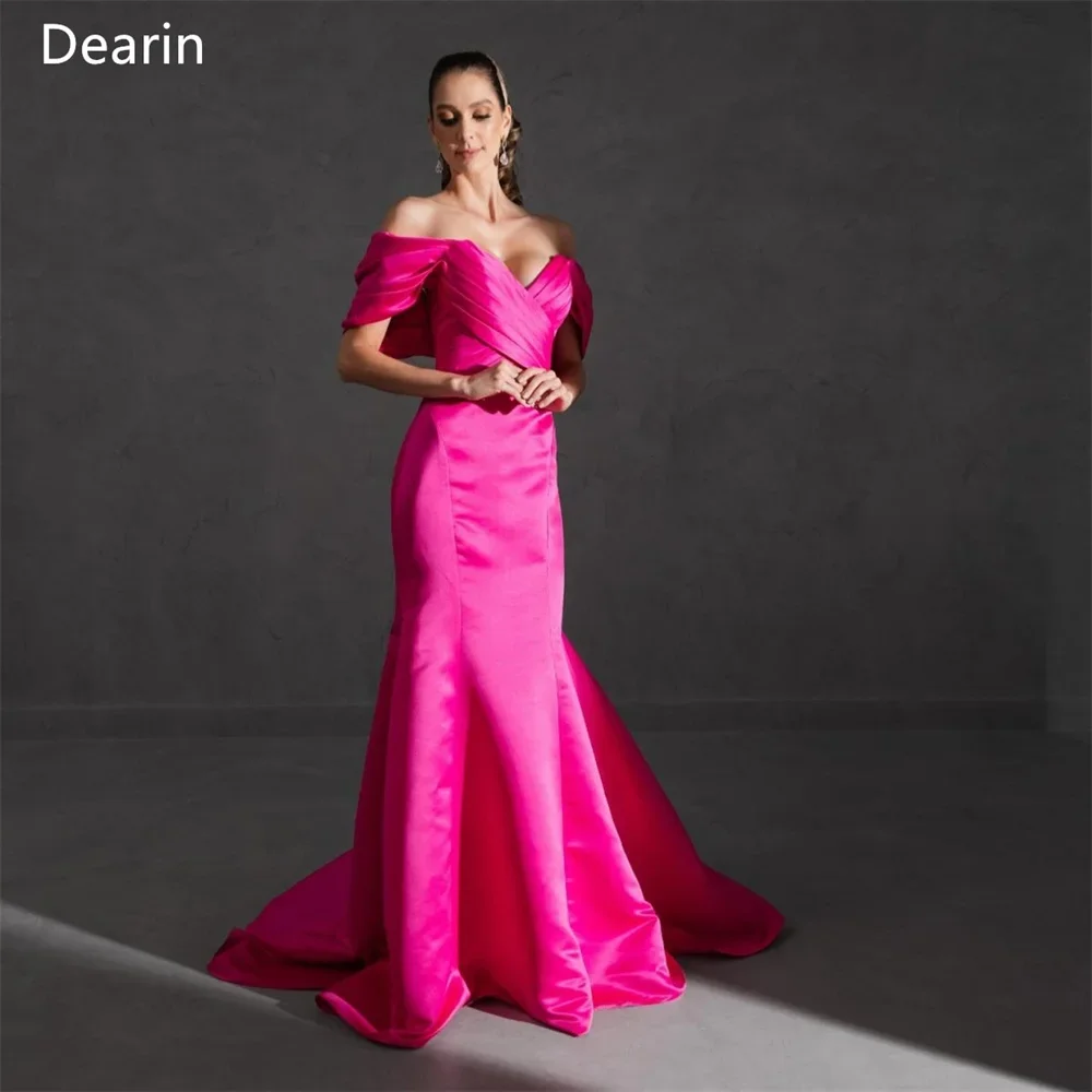 Customized Formal Dress Prom Evening Gown Dearin Off-the-shoulder Mermaid Floor Length Skirts Fold Draped Bespoke Occasion 