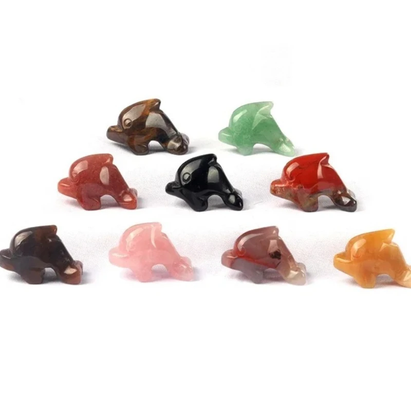 1 قطعة شكل دولفين 18x27 مللي متر الحجر الطبيعي شبه الكريمة الحالة الأحجار الكريمة الخرز كريستال عين النمر الحيوان تمثال الحرف