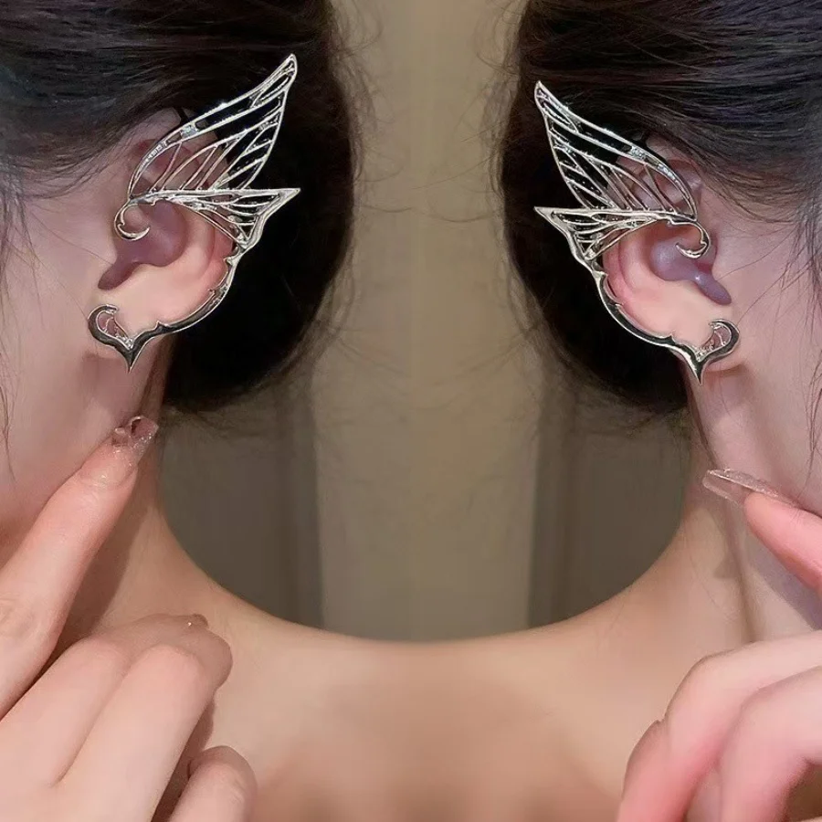 1 Paar Butterfly Spirit Ohrclips – keine Ohrlöcher für das Anbringen erforderlich. Halloween-Ohrringe im düsteren Stil für Rollenspiele – Detail 3