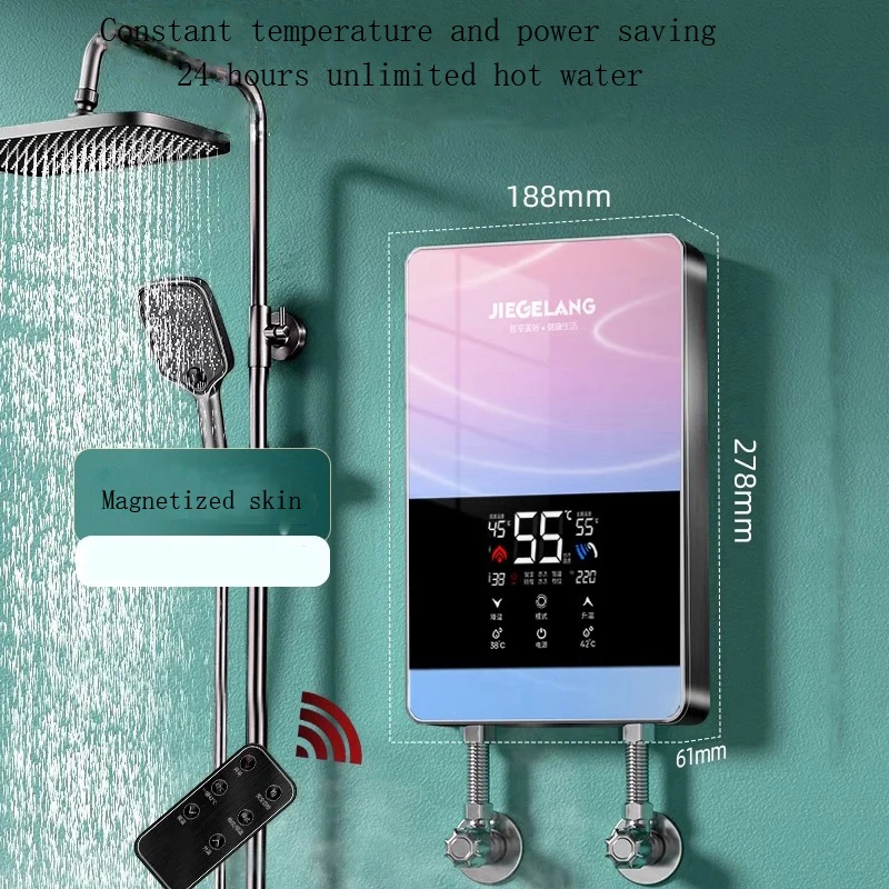 

6000W/7000W Electric Instant Hot Water Heater Tankless Boiler Bathroom Shower Set Thermostat Safe Digital Display