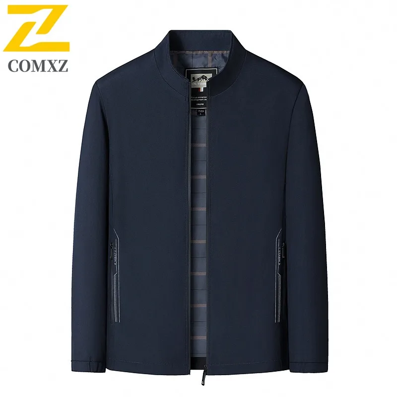 

Классическая мужская куртка с бейсбольным воротником COMXZ, ветрозащитное мотоциклетное пальто для уличной работы, деловое повседневное уютное легкое осеннее пальто