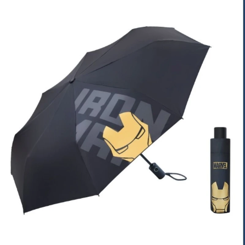 Marvel Spiderman Iron Man Student Regenschirm, vollautomatisch, tragbar, Cartoon, kreativ, modisch, faltbarer Regenschirm, Jungen-Urlaubsgeschenk