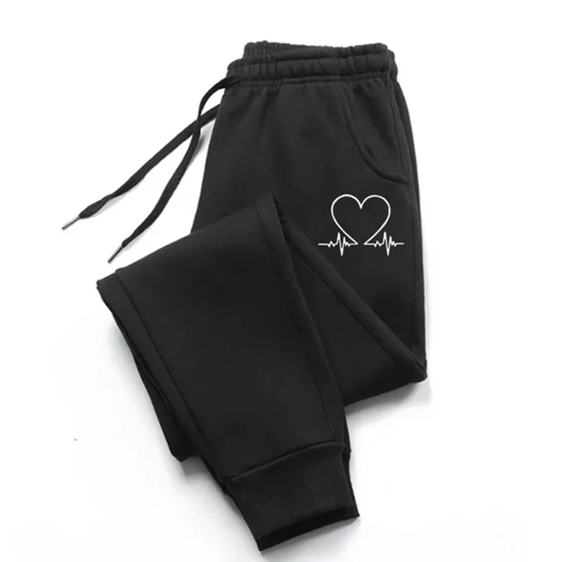 new men Heart Printed Sweatpants Luxury Long Pants Jogger Trousers Casual Sports Fitness Solid Versatile Pants Women Sweat Pants