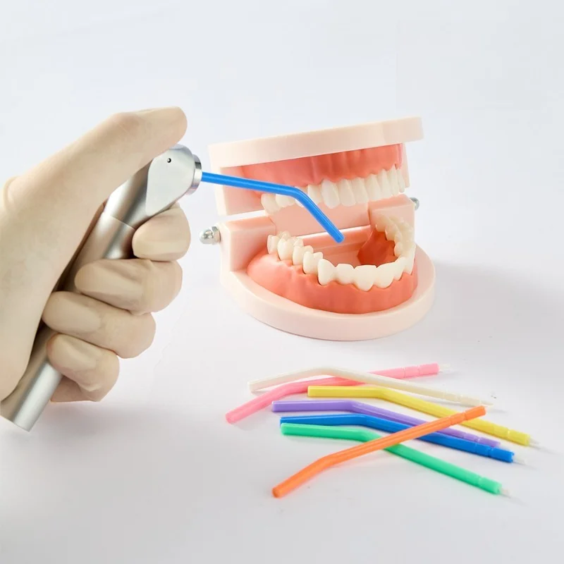 4 Bottles (100pcs/bottle) Dental Disposable Three Use Gun Nozzle Three Use Gun Tube Dental Chair Colorful