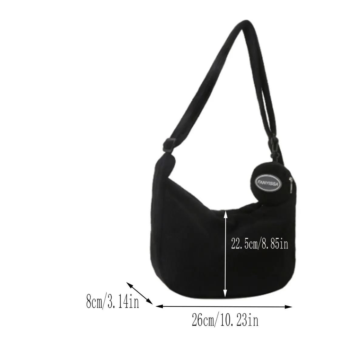 حقيبة نسائية قصيرة عصرية بسيطة باللون الأسود، حقيبة أم للأطفال، حقيبة كروس بكتف واحد للترفيه، حزمة