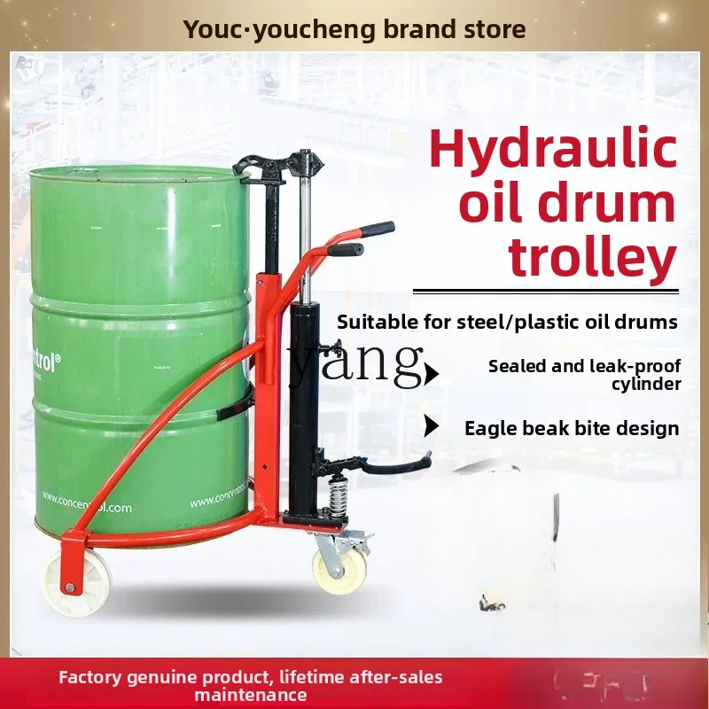 LH manual hydraulic oil drum truck hand push iron drum plastic forklift loading and unloading