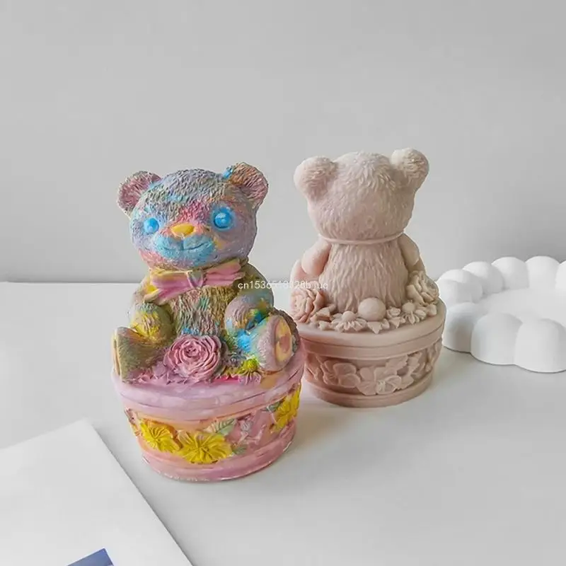 Gypsum Ornaments Handicrafts Flower Bear Resin Mold DIY Craft Tool Dropship