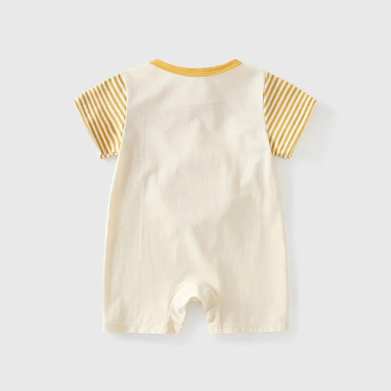 

Летний мягкий удобный комбинезон для новорожденных в корейском стиле, в полоску, с короткими рукавами, с рисунком Дональда Дака и Винни-Пуха, комбинезоны для мальчиков и девочек