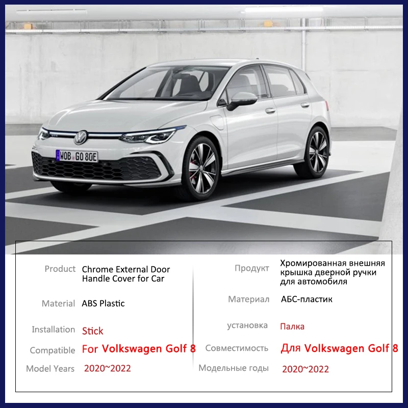 Car Handle Cover for Volkswagen VW Golf 8 Mk8 2020 2021 2022 Gloss Black Smart Sticker Trim Car Protective Film Accessories - Image 3
