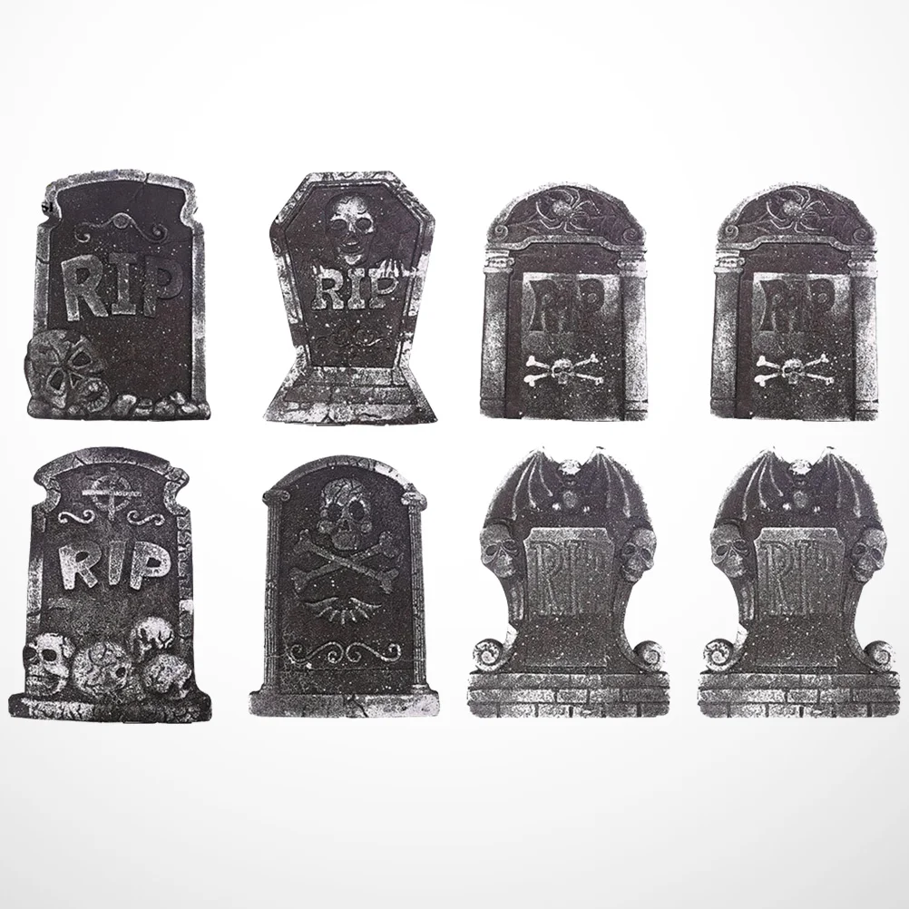 8 PCS Foam Tombstone Halloween Gravestone Gravestones Decoration Decorations Outdoor