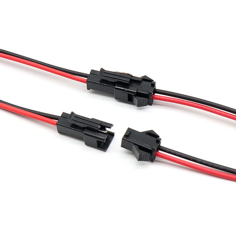 10 Pairs Long SM Connector Terminal Wire Plug Male to Female Splice Wire Connectors Red and Black Wire LED Downlight Ceiling Lam