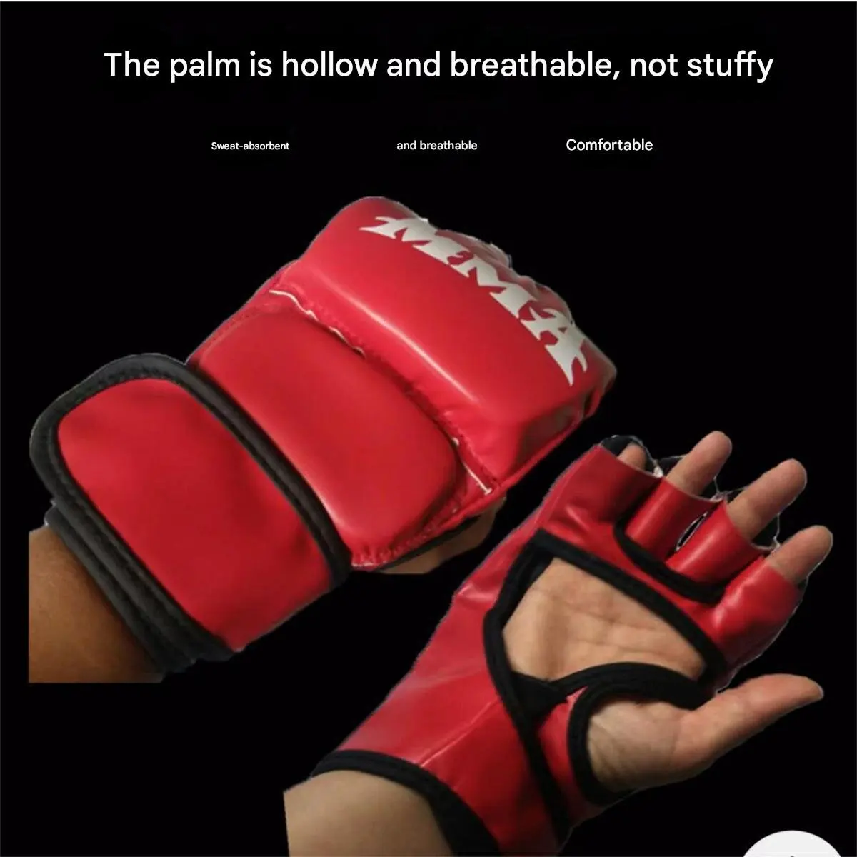 Guantes de boxeo de medio dedo MMA para niños y adultos, saco de arena grueso Sanda para fitness, guantes de boxeo para lucha y fugas