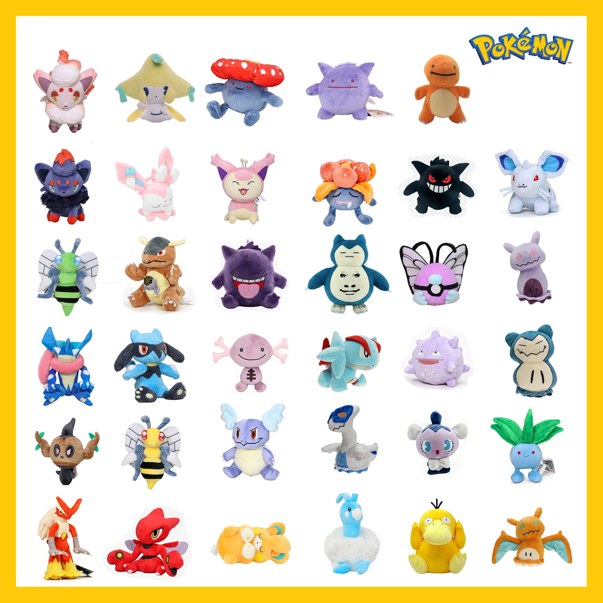 Brinquedo de Pelúcia Gengar, Bonecos de Anime Fofos, Charizard, Mimikyu, Butterfree, Kangaskhan, Riolu, Lugia, Presente Colecionável, Boneco de Desenho Animado Fofo