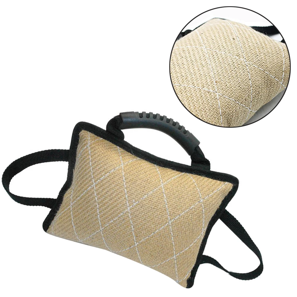 

Durable 3 Handles Dog Bite Pillow Toy Puppy Training Anti-Slip Rubber Jute Pet Tug Toys Large Dogs Chew Play Dog Toys Pet
