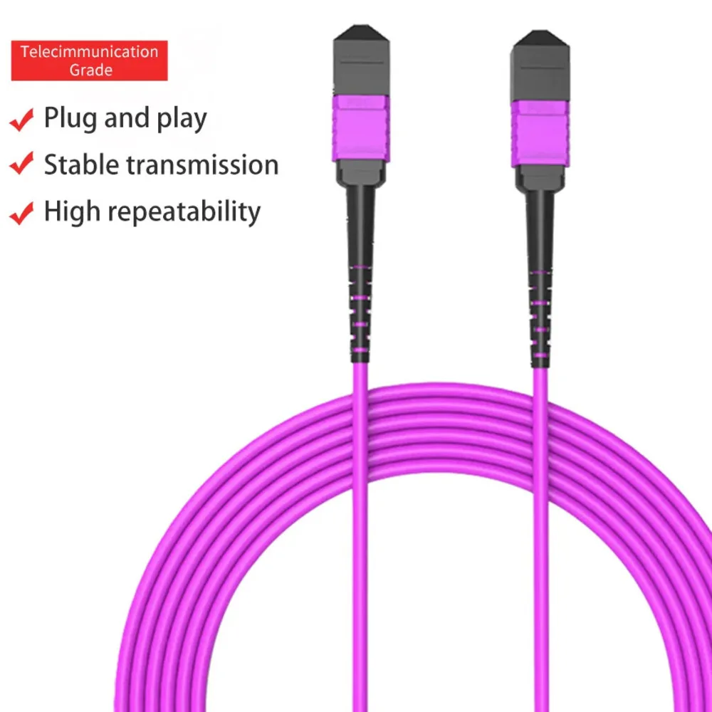 MPO-MPO wielomodowy kabel światłowodowy OM4 1M/3M/5M/10M 8/12 rdzeń światłowodowy do żeńskiego typu C kabel krosowy MPO