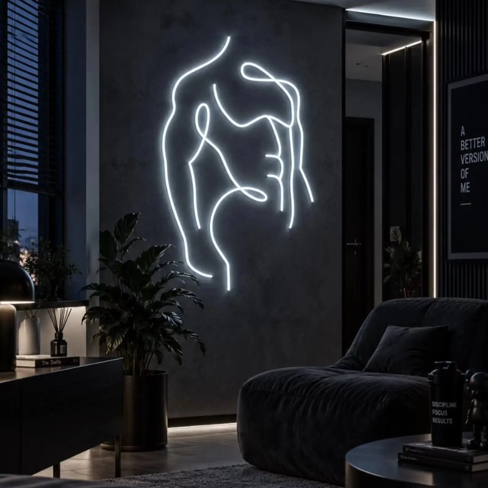 Man Body Neon Sign,Bodybuilding LED Neon Sign,Sport Motivation Gym Neon,Gift For Him,Girls Vibe Neon,One Line Neon Art