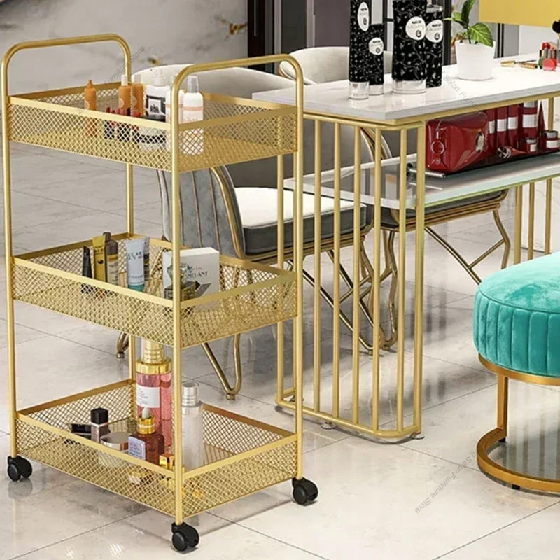 Beauty Cart Trolley Storage Rack Wheel Barber Shop Nail Salon Special Tool Cart Snack Storage Rack Bar Cart for Kitchen Rolling