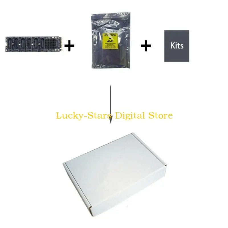 

T3EE 6-Port for M.2 PCIE Riser Card NVME to Expansion Card ASM1166 6GB/S Adapter 6x SATA3.0 Riser Expansion