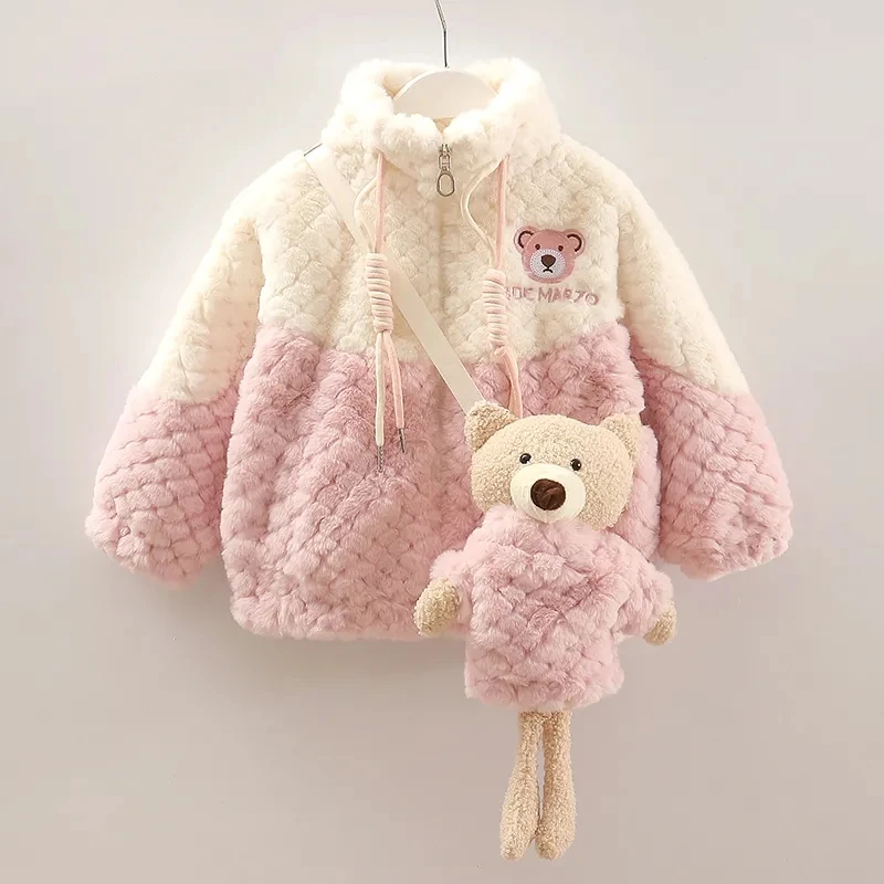 

Kids Girl Warm Jackets Hooded Cute Coats Autumn Winter Children's Warm Jacket Clothing For Baby 2023 New 2 3 4 5 6 7 Years