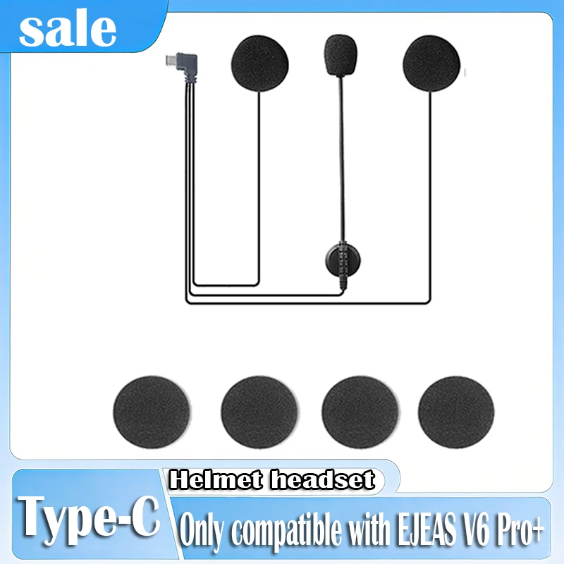 Type-C Intercom Headset Compatible with Ejeas V6 Pro + V4 PLUS Microphone Speaker Moto Helmet Bluetooth Intercom Accessories