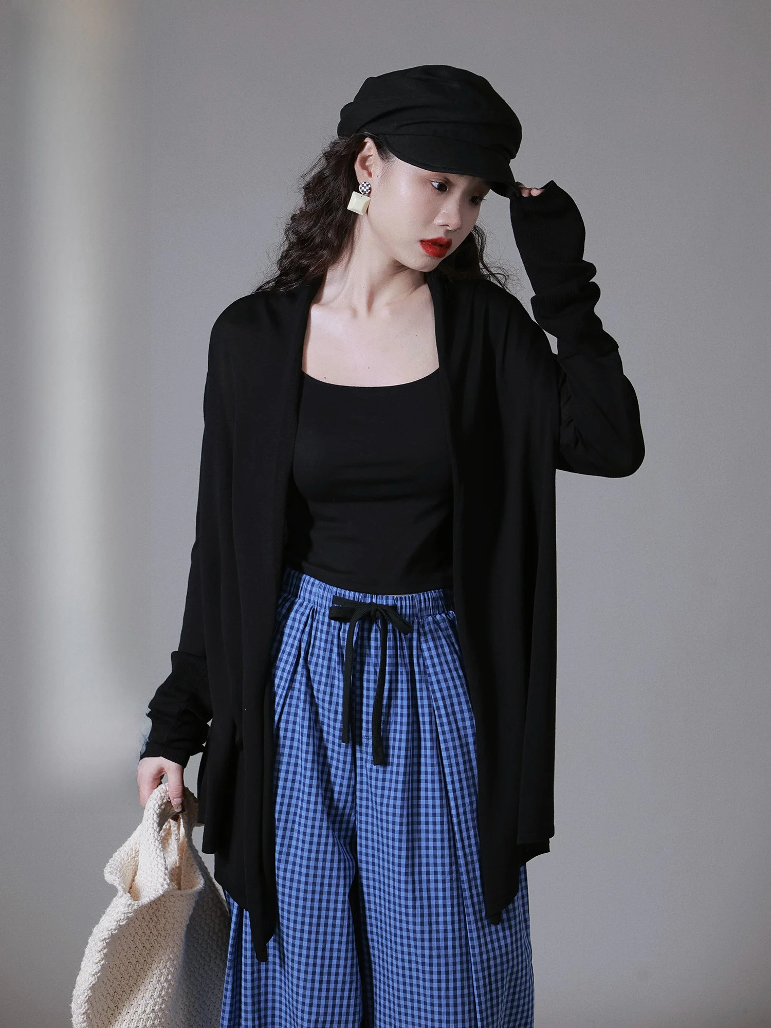 

IVY YANG Lenzing Lyocell Silk Long Thin Knitted Open Cardigan Svel Breathable Sun Protection Loose Fit round Ne Top