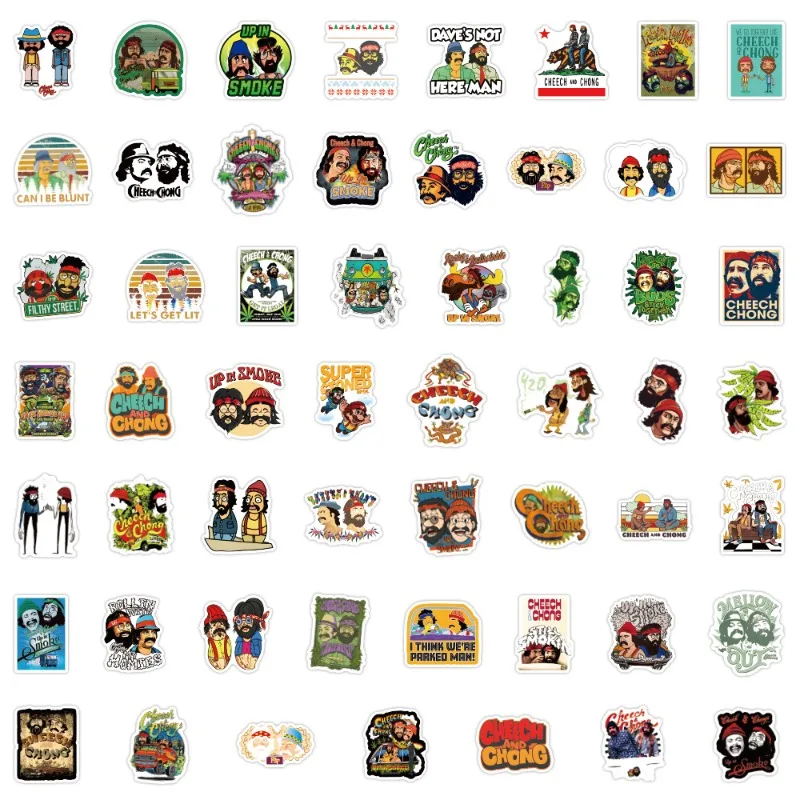 55pcs Cartoon Cheech and Chong Sticker Suitcase Water Cup Stationery Pen Mobile Phone Laptop Refrigerator Decoration Sticker