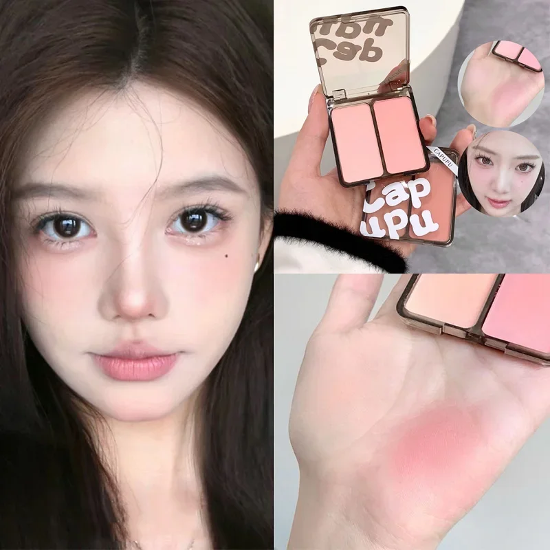 Heallor bicolor Puder Rouge Palette matte natürliche Wangen tönung aufhellen wasserdichte Gesichts konturierung Kosmetik Rouge Puder Korea