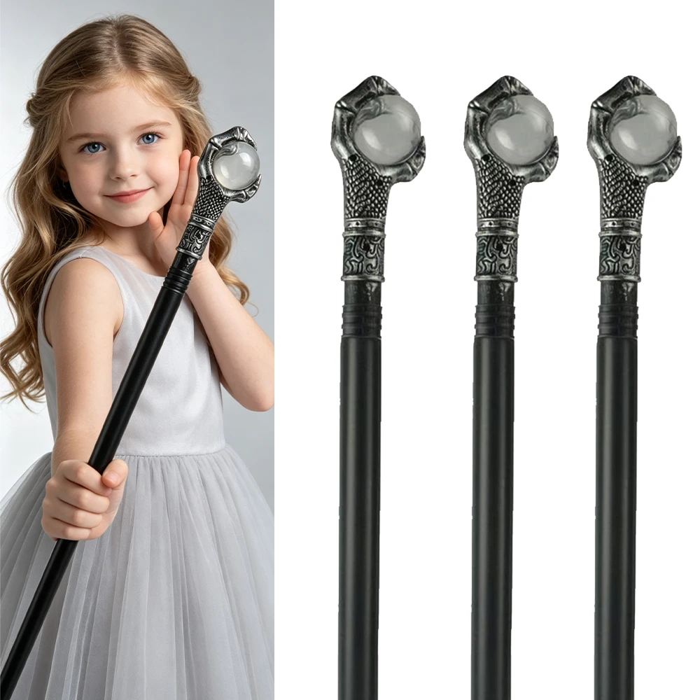 Black Witch Dragon Claw Grasp Glass Ball Walking Cane Halloween Decorative Walking Stick Cosplay Cane Knob 1/3/6 PCS