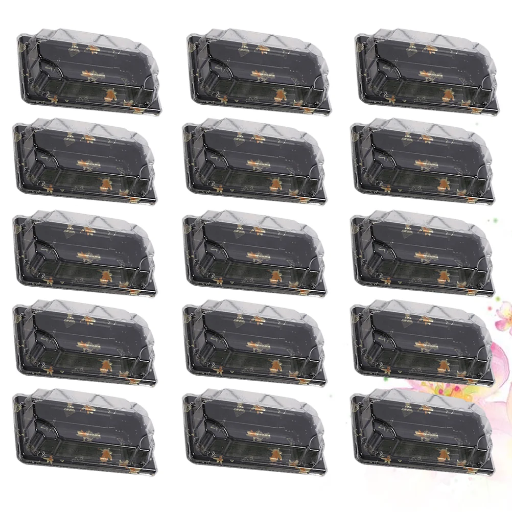 50PCS Disposable Sushi Packing Box Fruit Cake Carry Out Container Take Out Boxes (Black) packing boxes