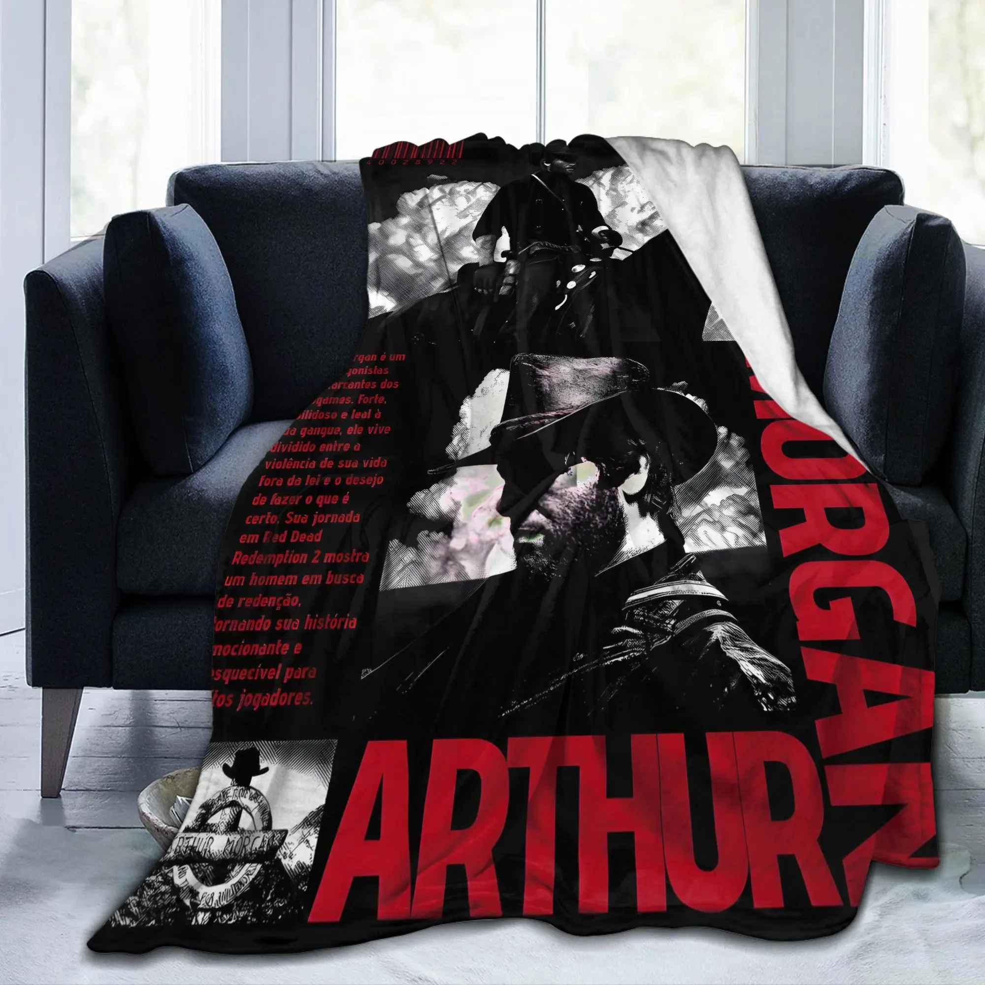 Custom Vintage Arthur Morgan Blanket Warm Fleece Soft Flannel  Throw Blankets for Bedroom Couch Travel Spring