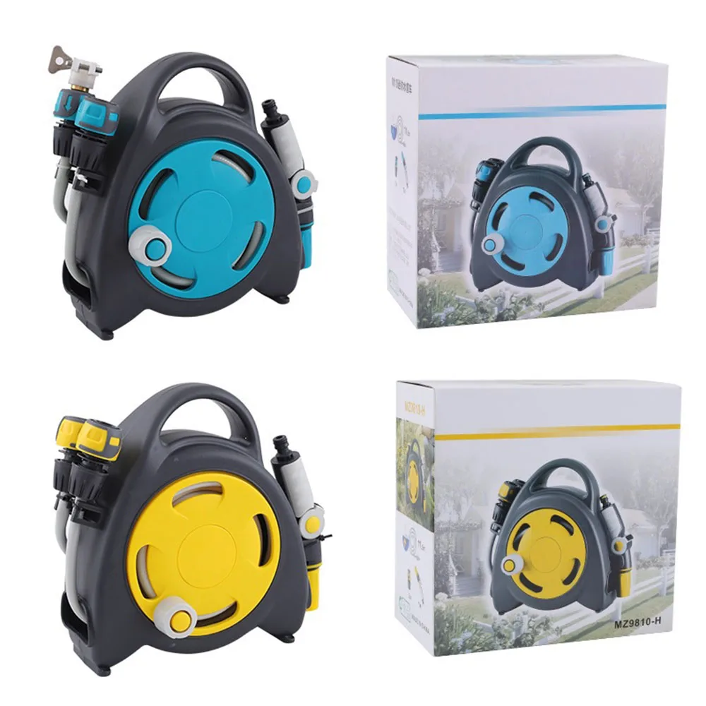 Mini Portable Water Hose Reel Cart With Spray Gun Multifunctional Water Pipe Storage Rack For Household Garden Car Washer Farm